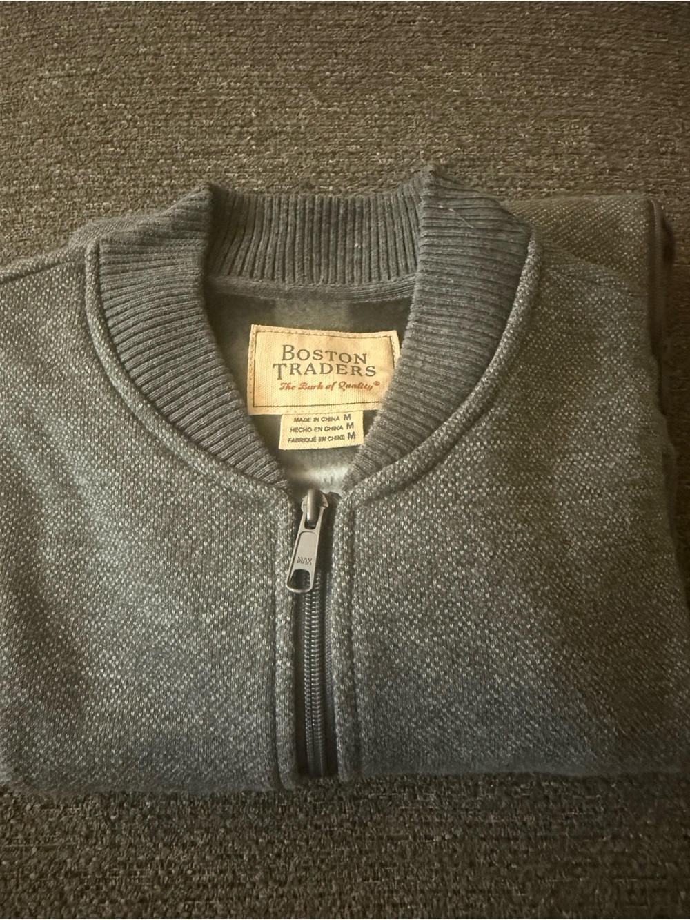 Boston Traders Men's Charcoal Zip-Up Sweater